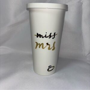 Kate Spade New York Miss to Mrs White 20 oz Tumbler White and Gold
